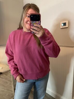Zella Cloud Fleece Crewneck Magenta Size XL